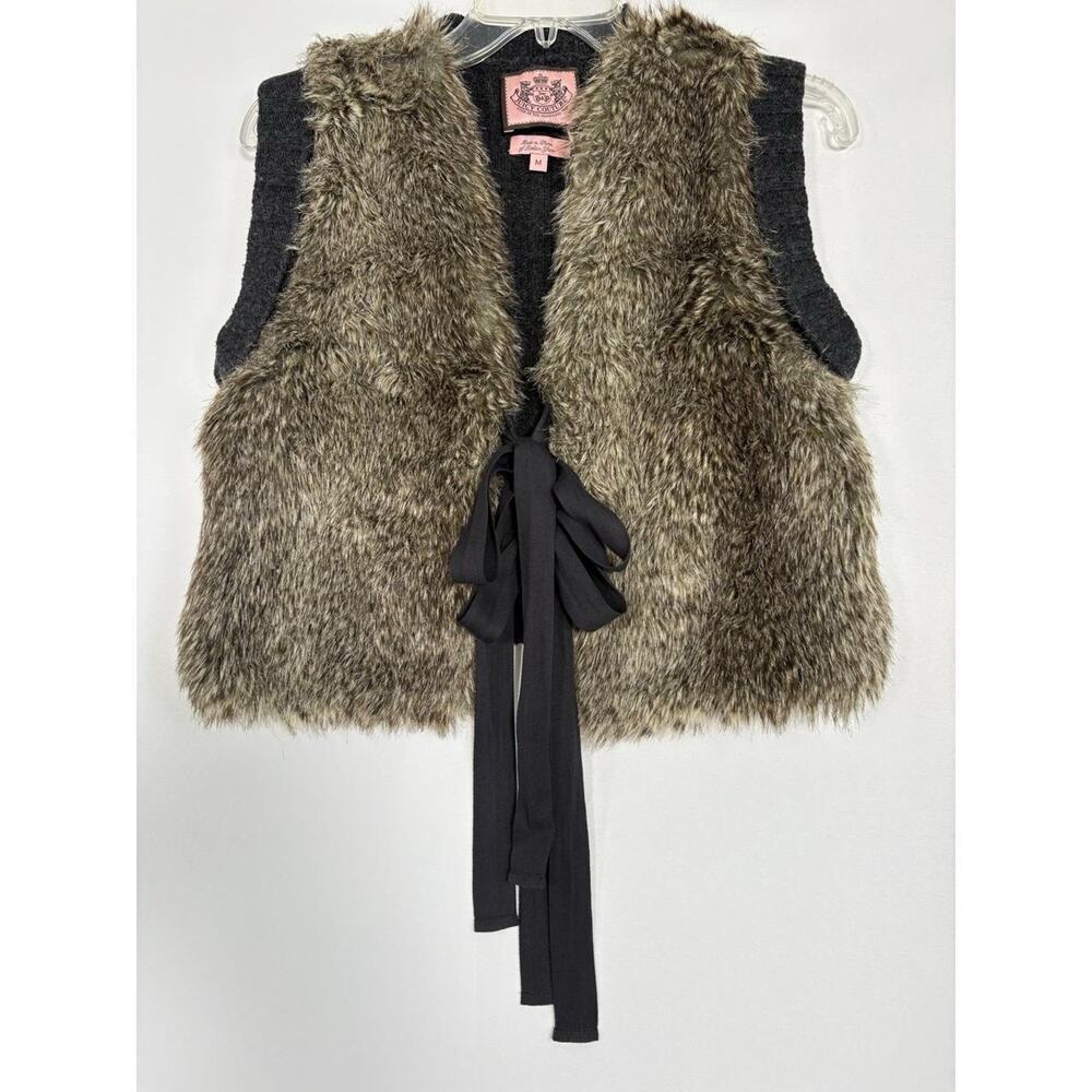 Vintage Y2K Juicy Couture Cashmere and Wool Faux Fur Sweater Vest Size M